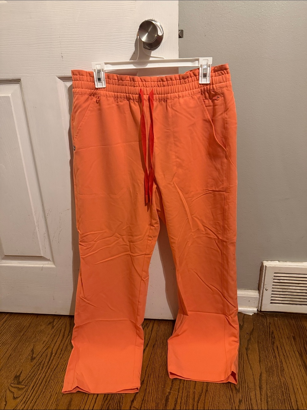 Figs Women's Coral-Orange Drawstring Wide Leg Scrub Pant